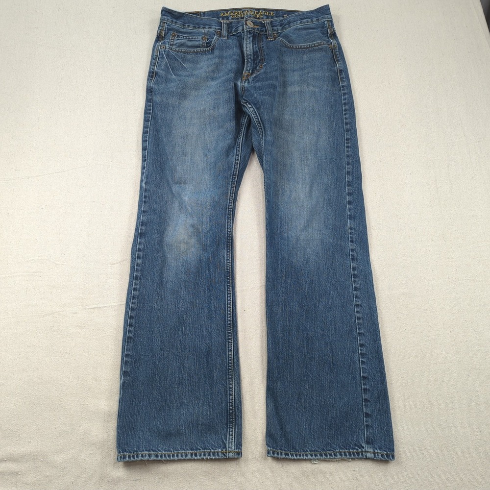 American Eagle Jeans Mens 31x30 Blue Original Boot Cut Western Cowboy Faded